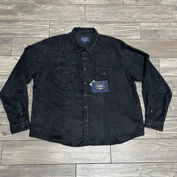 NWT Classic Western Shirt Women's Plus Size 1X Black Pearl Snap Rodeo Faux Suede - Picture 11 of 16